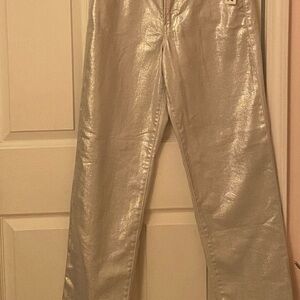 Old Navy Metallic Silver High-Rise Pants